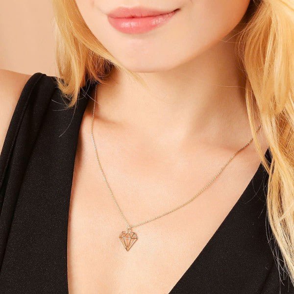 18k Gold Diamond Necklace - Pink Fox Clothing