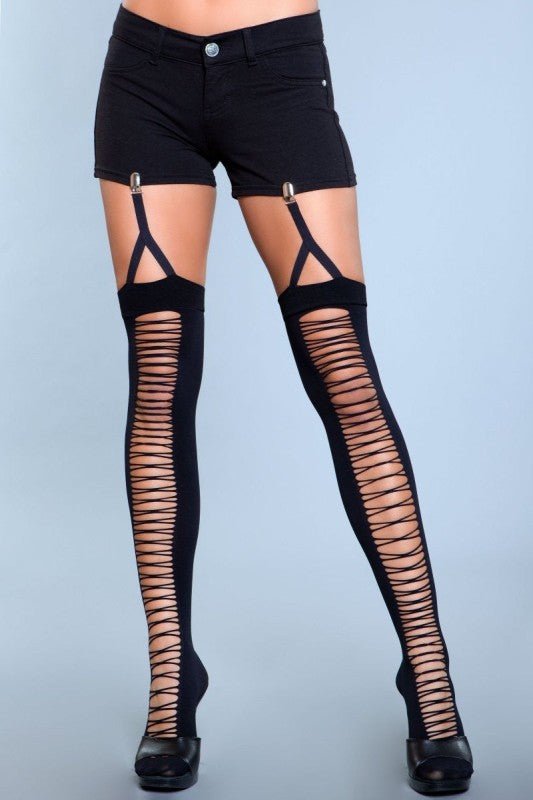 1929 Illusion Clip Garter Thigh Highs - Pink Fox Clothing