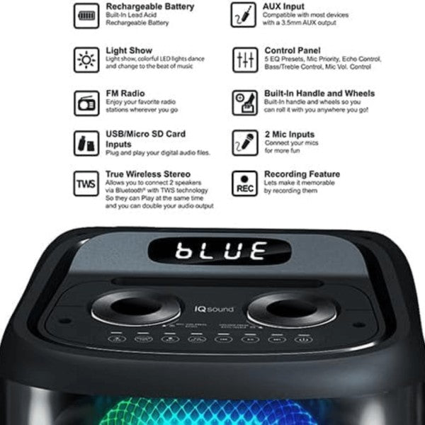 IQ Sound TorusFLEX 2x10In Portable BT DJ Speaker - Pink Fox Clothing