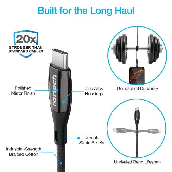 Naztech USB - C to USB - C Digital LED Cable 12ft - Pink Fox Clothing