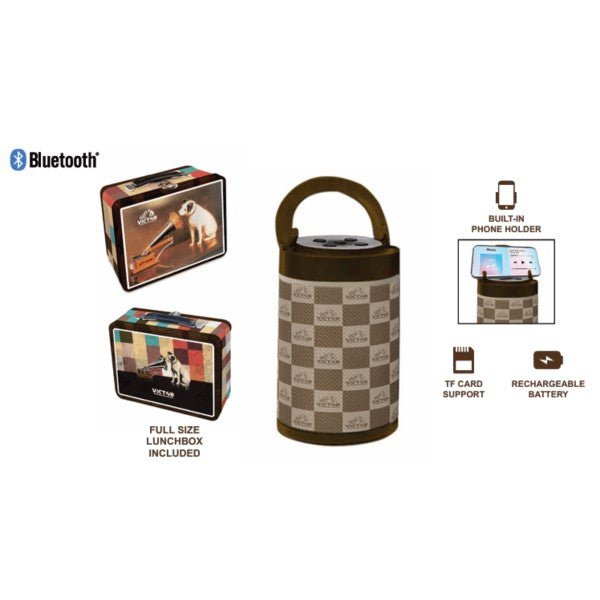 Victor Bluetooth Speaker with Retro Lunchbox Combo - Pink Fox Clothing